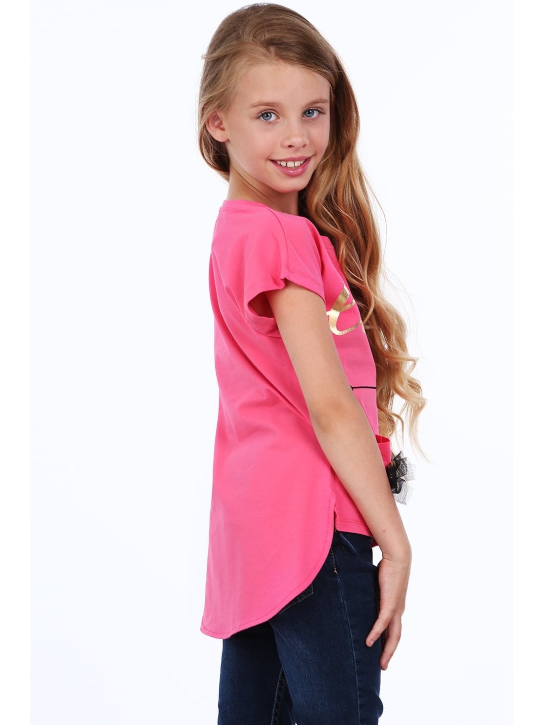 Girls\' blouse with hearts, amaranth NDZ8311 - Online store - Boutique